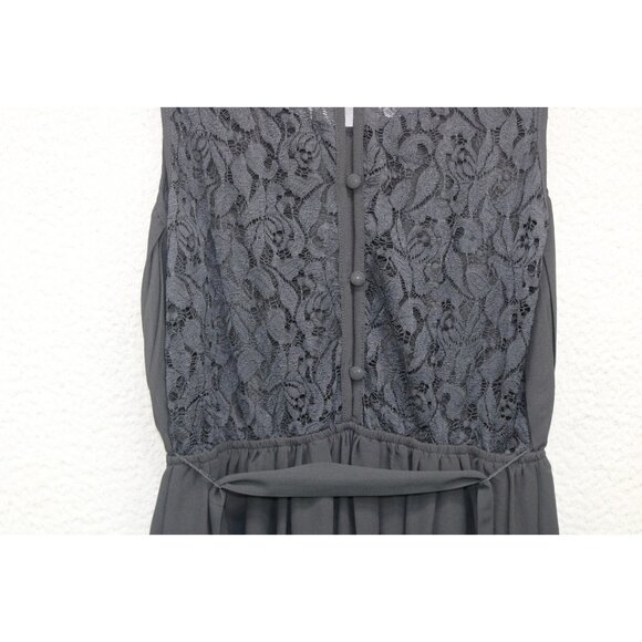 Umgee Black Sleeveless Lace Chiffon Pleated A-Line Dress-Medium-Goth-Witchy - Picture 11 of 12